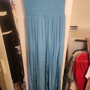 VENUS Light Blue Smocked Waist Maxi Skirt